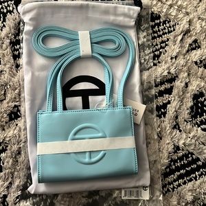Blue Telfar small shopping bag